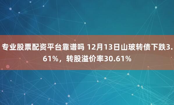 专业股票配资平台靠谱吗 12月13日山玻转债下跌3.61%，转股溢价率30.61%