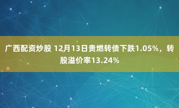 广西配资炒股 12月13日贵燃转债下跌1.05%，转股溢价率13.24%