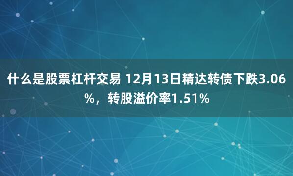 什么是股票杠杆交易 12月13日精达转债下跌3.06%，转股溢价率1.51%