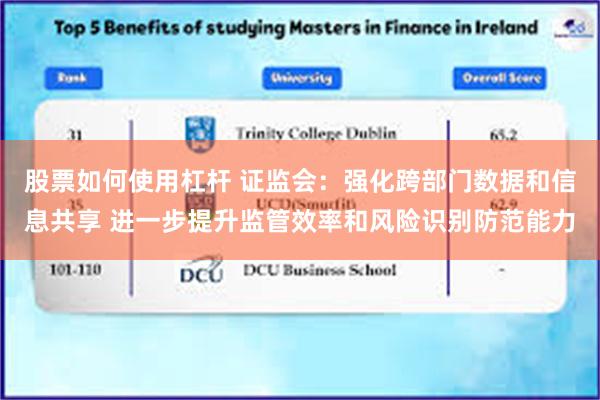 股票如何使用杠杆 证监会：强化跨部门数据和信息共享 进一步提升监管效率和风险识别防范能力