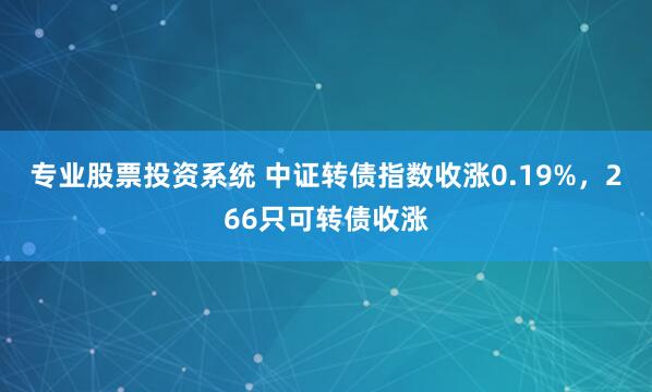 专业股票投资系统 中证转债指数收涨0.19%，266只可转债收涨