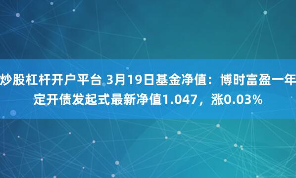 炒股杠杆开户平台 3月19日基金净值：博时富盈一年定开债发起式最新净值1.047，涨0.03%